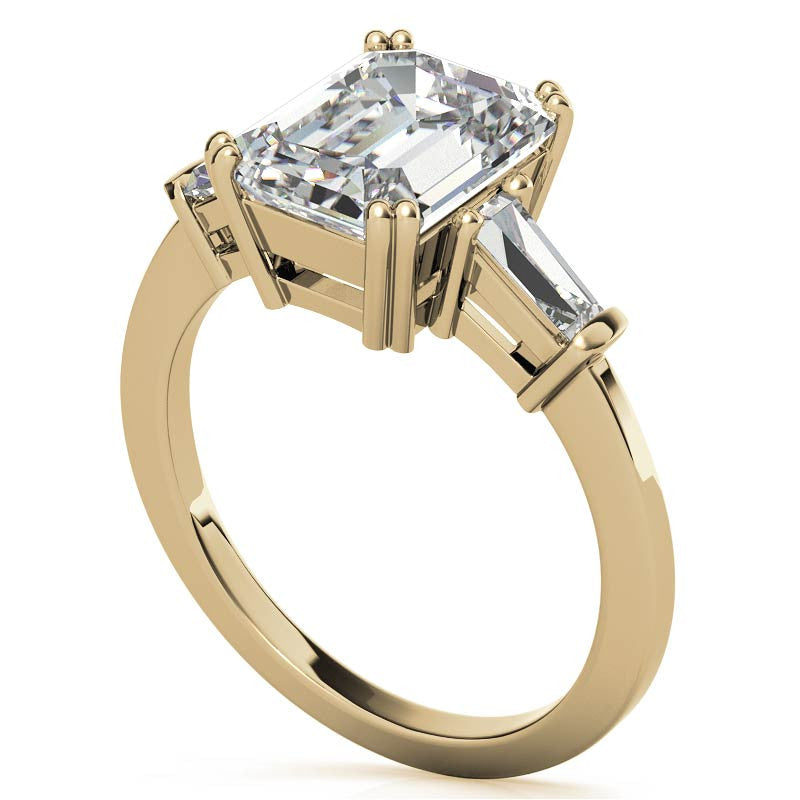Radiant/Emerald & Baguette Moissanite Engagement Ring