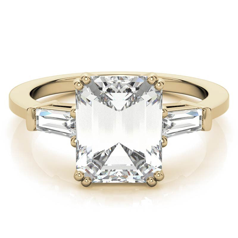 Radiant/Emerald & Baguette Moissanite Engagement Ring