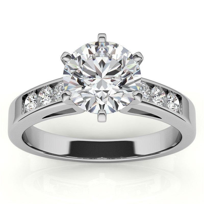 Round Brilliant Moissanite Channel Engagement Ring (0.36ct)