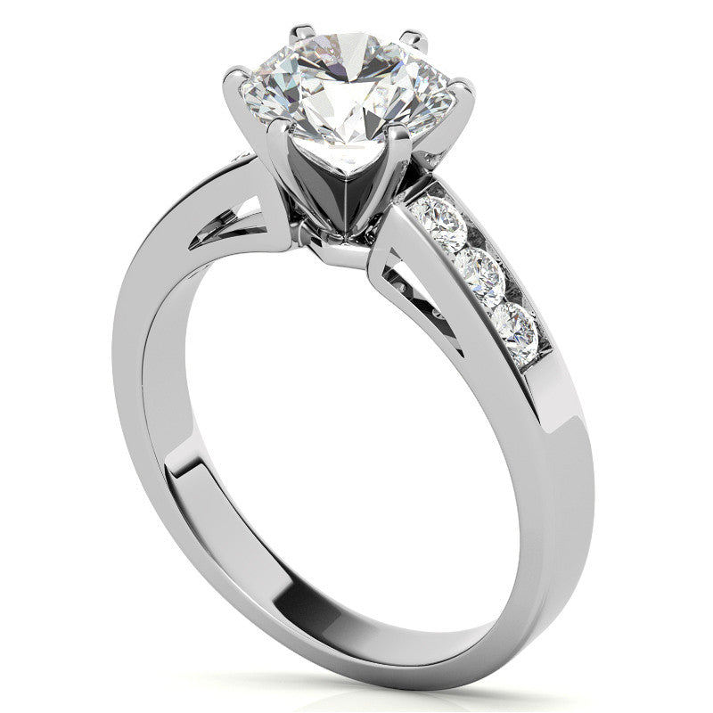 Round Brilliant Moissanite Channel Engagement Ring (0.36ct)