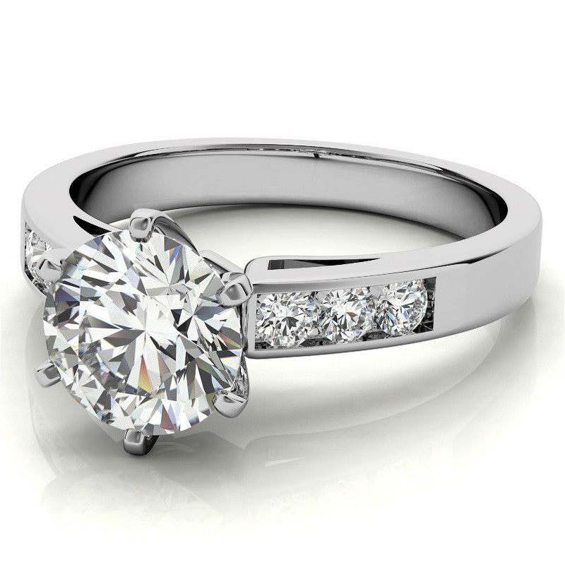 Round Brilliant Moissanite Channel Engagement Ring (0.36ct)