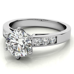 Round Brilliant Moissanite Channel Engagement Ring (0.36ct)