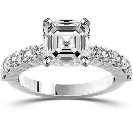 Round Brilliant Moissanite Shared-Prong Semi-Eternity Ring, 1ct