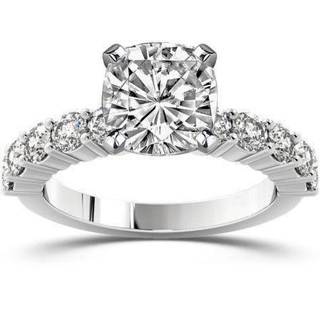 Round Brilliant Moissanite Shared-Prong Semi-Eternity Ring, 1ct