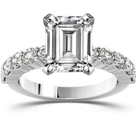 Round Brilliant Moissanite Shared-Prong Semi-Eternity Ring, 1ct