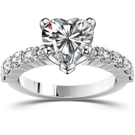 Round Brilliant Moissanite Shared-Prong Semi-Eternity Ring, 1ct