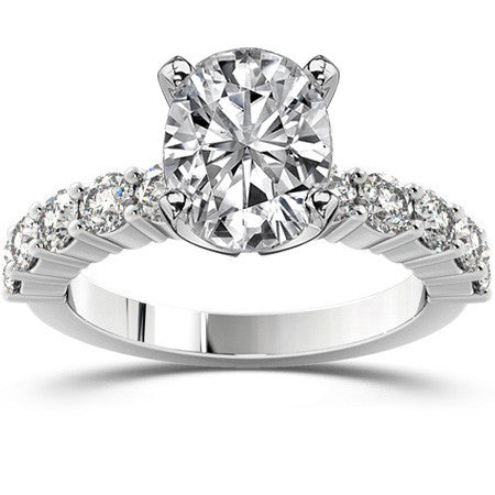 Round Brilliant Moissanite Shared-Prong Semi-Eternity Ring, 1ct