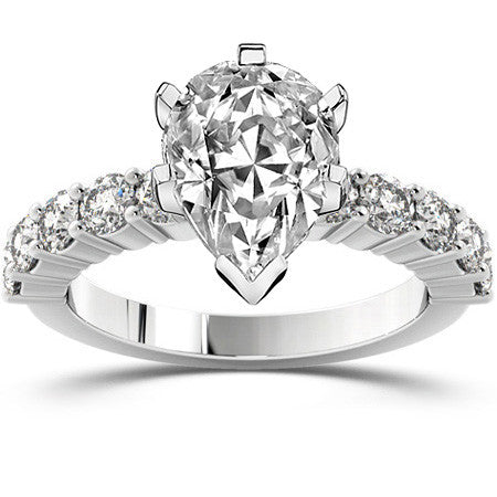 Round Brilliant Moissanite Shared-Prong Semi-Eternity Ring, 1ct