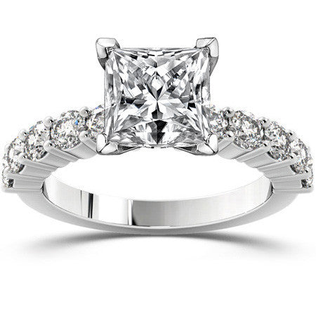 Round Brilliant Moissanite Shared-Prong Semi-Eternity Ring, 1ct