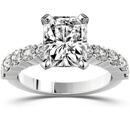 Round Brilliant Moissanite Shared-Prong Semi-Eternity Ring, 1ct