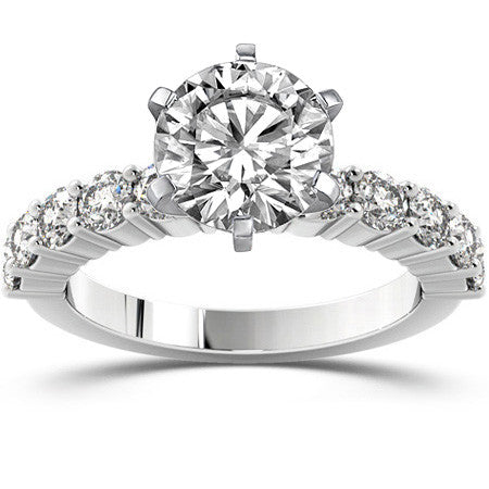 Round Brilliant Moissanite Shared-Prong Semi-Eternity Ring, 1ct