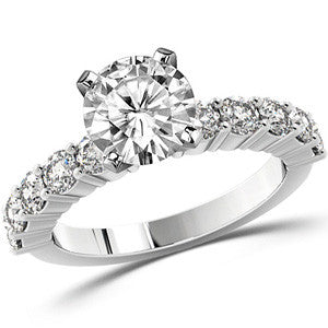 Round Brilliant Moissanite Shared-Prong Semi-Eternity Ring, 1ct