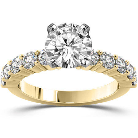 Round Brilliant Moissanite Shared-Prong Semi-Eternity Ring, 1ct