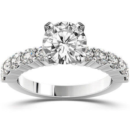 Round Brilliant Moissanite Shared-Prong Semi-Eternity Ring, 1ct