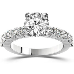 Round Brilliant Moissanite Shared-Prong Semi-Eternity Ring, 1ct
