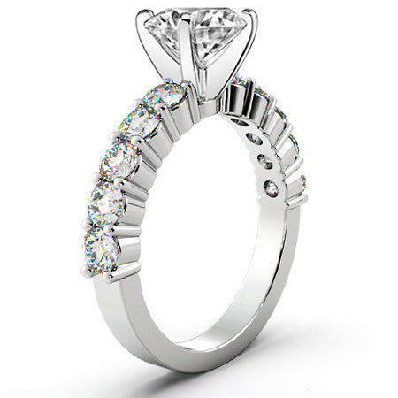 Round Brilliant Moissanite Shared-Prong Semi-Eternity Ring, 1ct