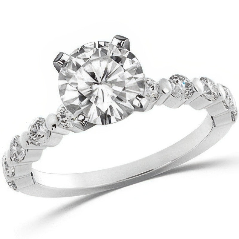 Round Brilliant Moissanite Bar-Set Engagement Ring (0.60ct)