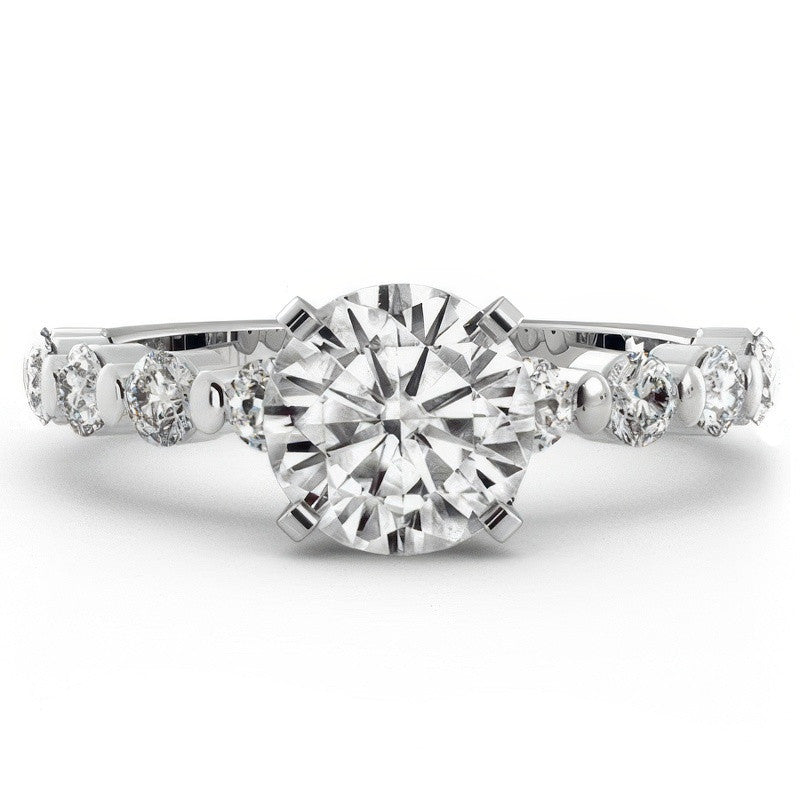 Round Brilliant Moissanite Bar-Set Engagement Ring (0.60ct)