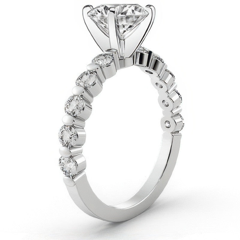 Round Brilliant Moissanite Bar-Set Engagement Ring (0.60ct)