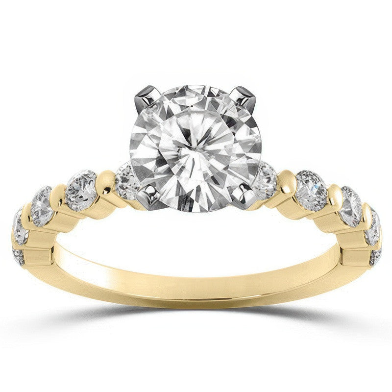 Round Brilliant Moissanite Bar-Set Engagement Ring (0.60ct)