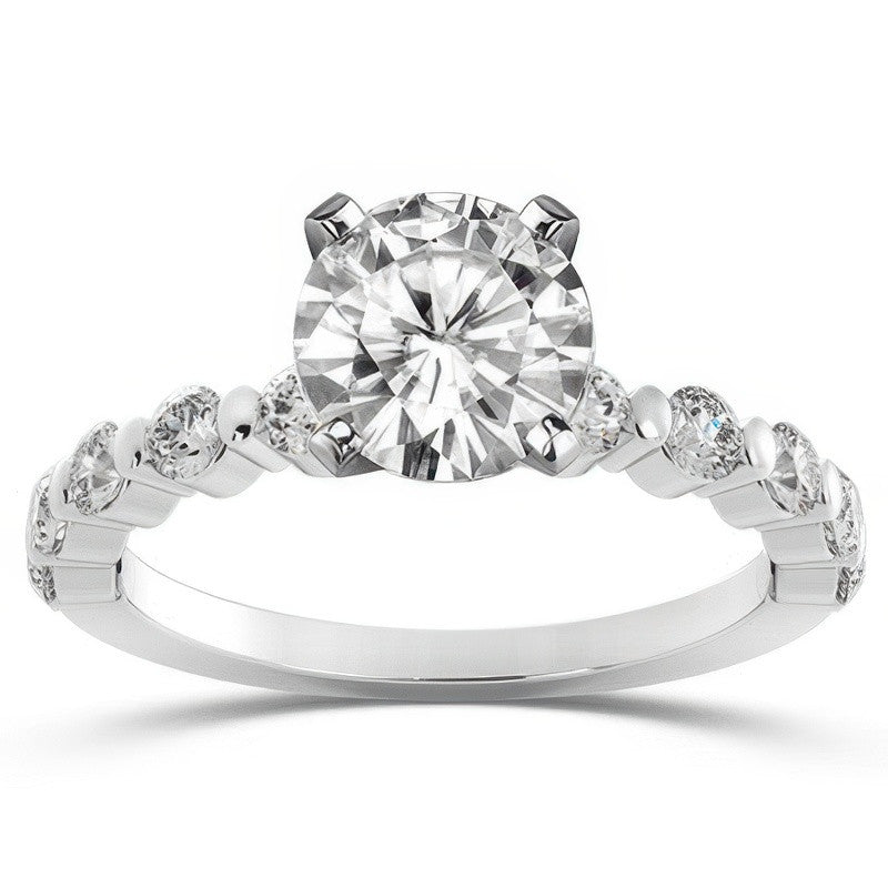 Round Brilliant Moissanite Bar-Set Engagement Ring (0.60ct)