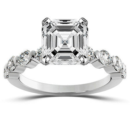 Round Brilliant Moissanite Bar-Set Engagement Ring (0.80ct)