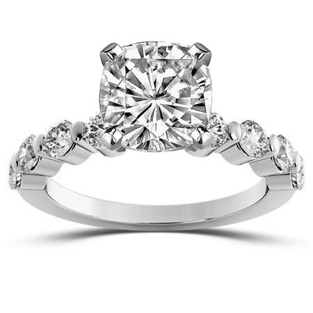 Round Brilliant Moissanite Bar-Set Engagement Ring (0.80ct)