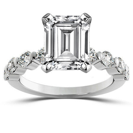 Round Brilliant Moissanite Bar-Set Engagement Ring (0.80ct)