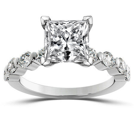 Round Brilliant Moissanite Bar-Set Engagement Ring (0.80ct)