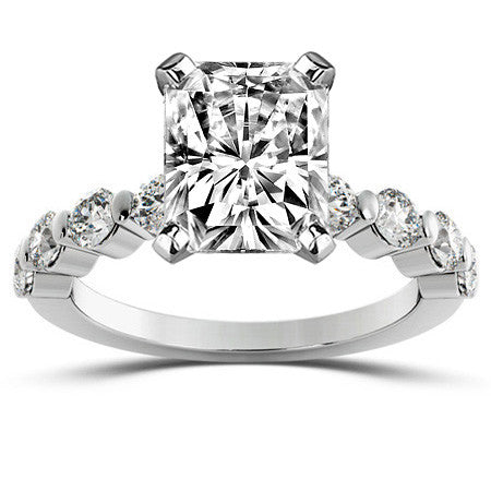 Round Brilliant Moissanite Bar-Set Engagement Ring (0.80ct)