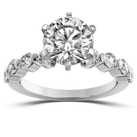 Round Brilliant Moissanite Bar-Set Engagement Ring (0.80ct)