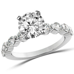 Round Brilliant Moissanite Bar-Set Engagement Ring (0.80ct)