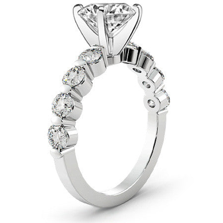 Round Brilliant Moissanite Bar-Set Engagement Ring (0.80ct)
