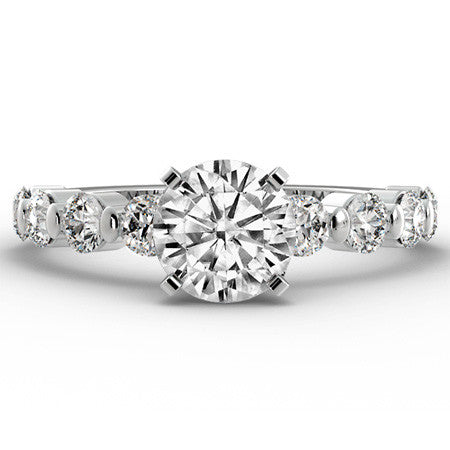 Round Brilliant Moissanite Bar-Set Engagement Ring (0.80ct)
