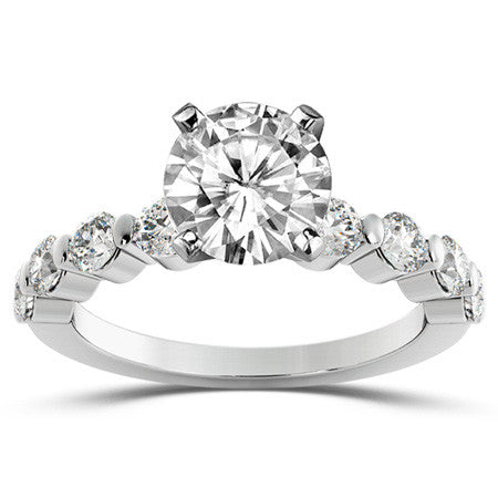 Round Brilliant Moissanite Bar-Set Engagement Ring (0.80ct)