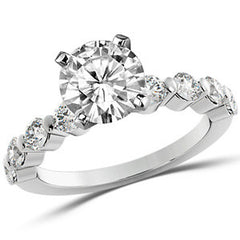 Round Brilliant Moissanite Bar-Set Engagement Ring (0.80ct)