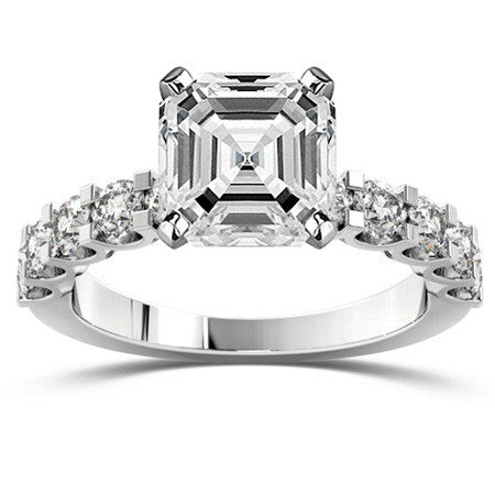 Moissanite U-Shaped Shared-Prong Semi-Eternity Ring (1.0ct)