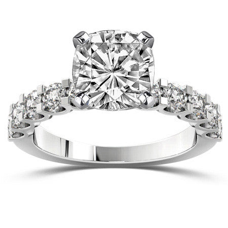 Moissanite U-Shaped Shared-Prong Semi-Eternity Ring (1.0ct)
