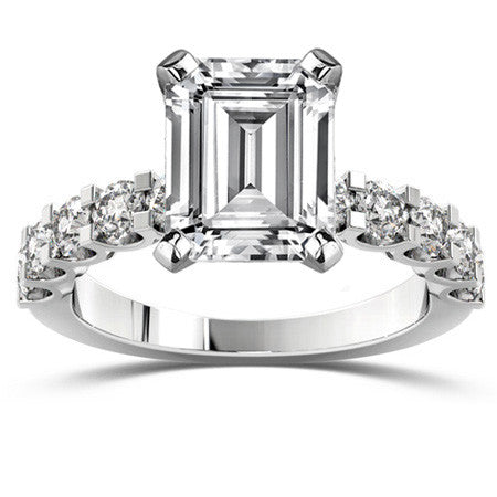 Moissanite U-Shaped Shared-Prong Semi-Eternity Ring (1.0ct)