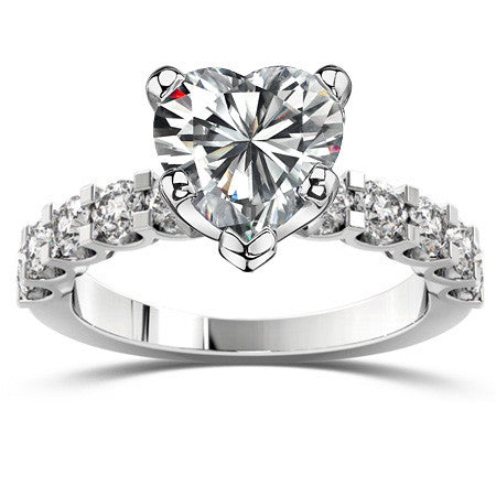Moissanite U-Shaped Shared-Prong Semi-Eternity Ring (1.0ct)