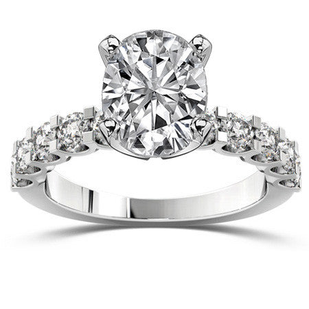Moissanite U-Shaped Shared-Prong Semi-Eternity Ring (1.0ct)
