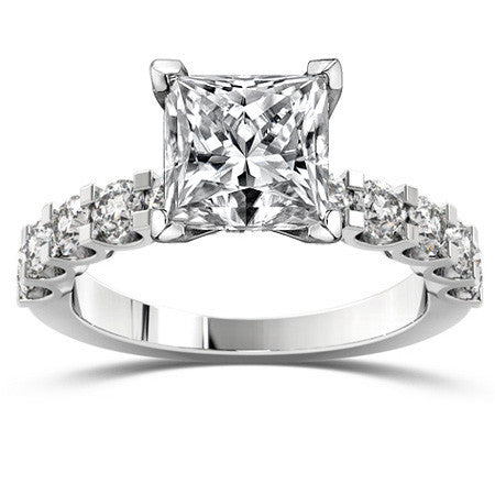 Moissanite U-Shaped Shared-Prong Semi-Eternity Ring (1.0ct)