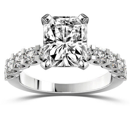 Moissanite U-Shaped Shared-Prong Semi-Eternity Ring (1.0ct)