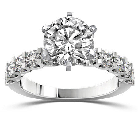 Moissanite U-Shaped Shared-Prong Semi-Eternity Ring (1.0ct)