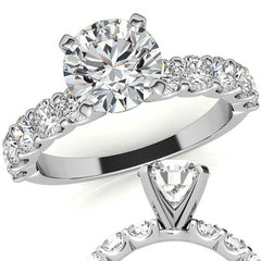 Moissanite U-Shaped Shared-Prong Semi-Eternity Ring (1.0ct)