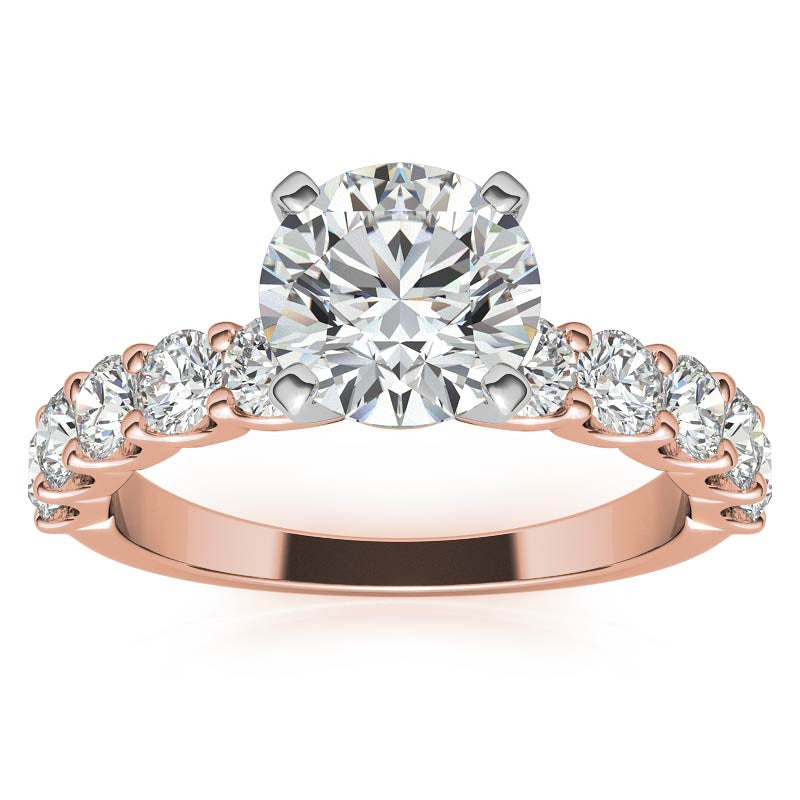 Moissanite U-Shaped Shared-Prong Semi-Eternity Ring (1.0ct)