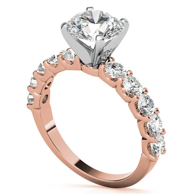 Moissanite U-Shaped Shared-Prong Semi-Eternity Ring (1.0ct)