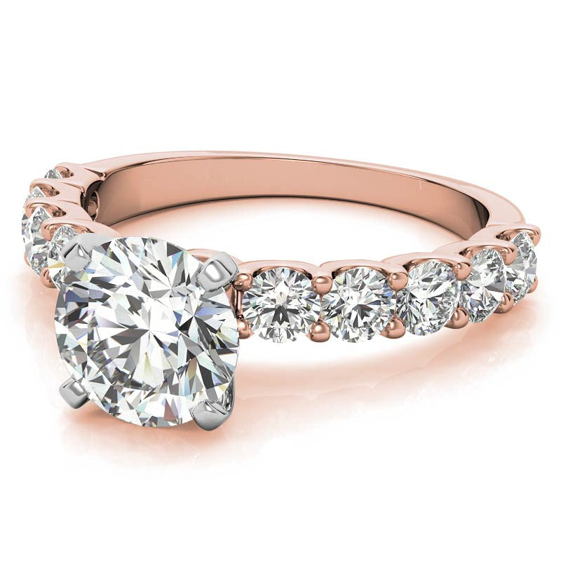 Moissanite U-Shaped Shared-Prong Semi-Eternity Ring (1.0ct)