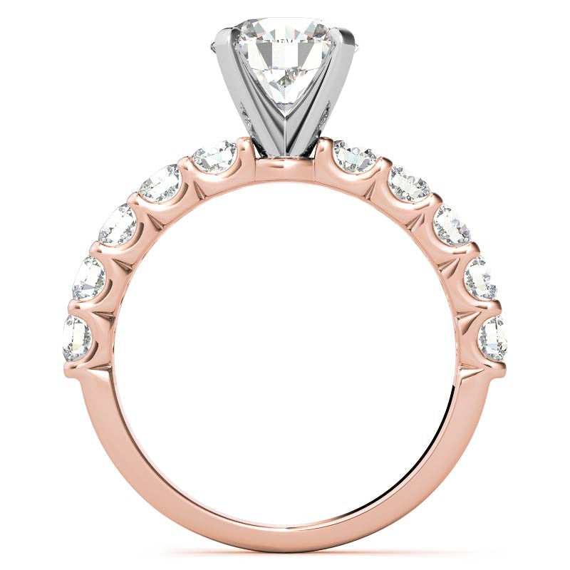 Moissanite U-Shaped Shared-Prong Semi-Eternity Ring (1.0ct)