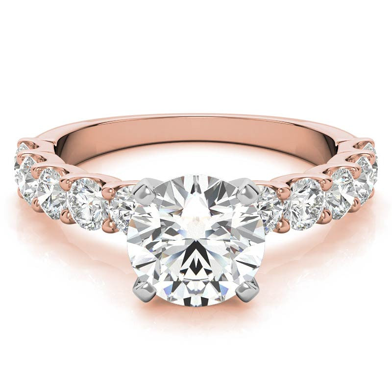 Moissanite U-Shaped Shared-Prong Semi-Eternity Ring (1.0ct)